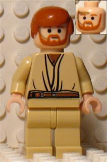LEGO Minifigure -- Obi-Wan Kenobi, Tan Legs, Light Flesh Head with Headset (set 7661)-Star Wars / Star Wars Episode 3 -- SW0162 -- Creative Brick Builders